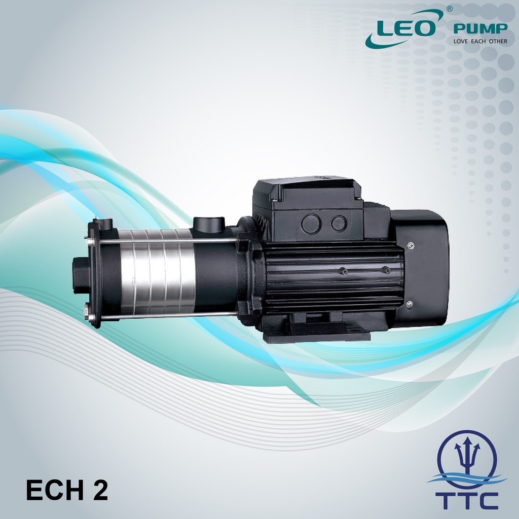 Stainless Steel Horizontal Multistage Pump: Model ECHm-2-50 x 0.55kW/0.75HP x 1 Phase x Clean Water