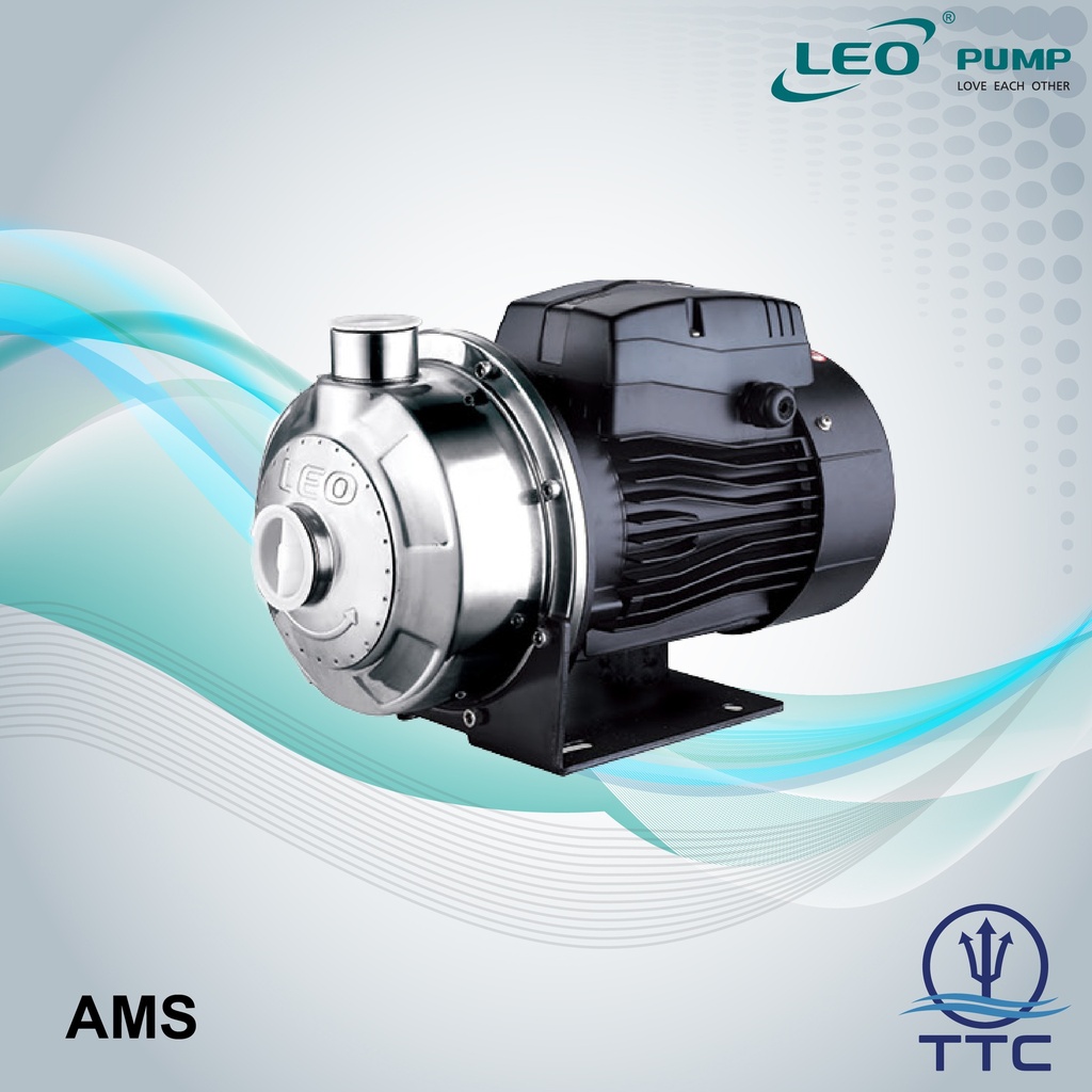 Stainless Steel Centrifugal Pump: Model AMSm-70/0.37 x 0.37kW/0.5HP x 1 Phase x Clean Water